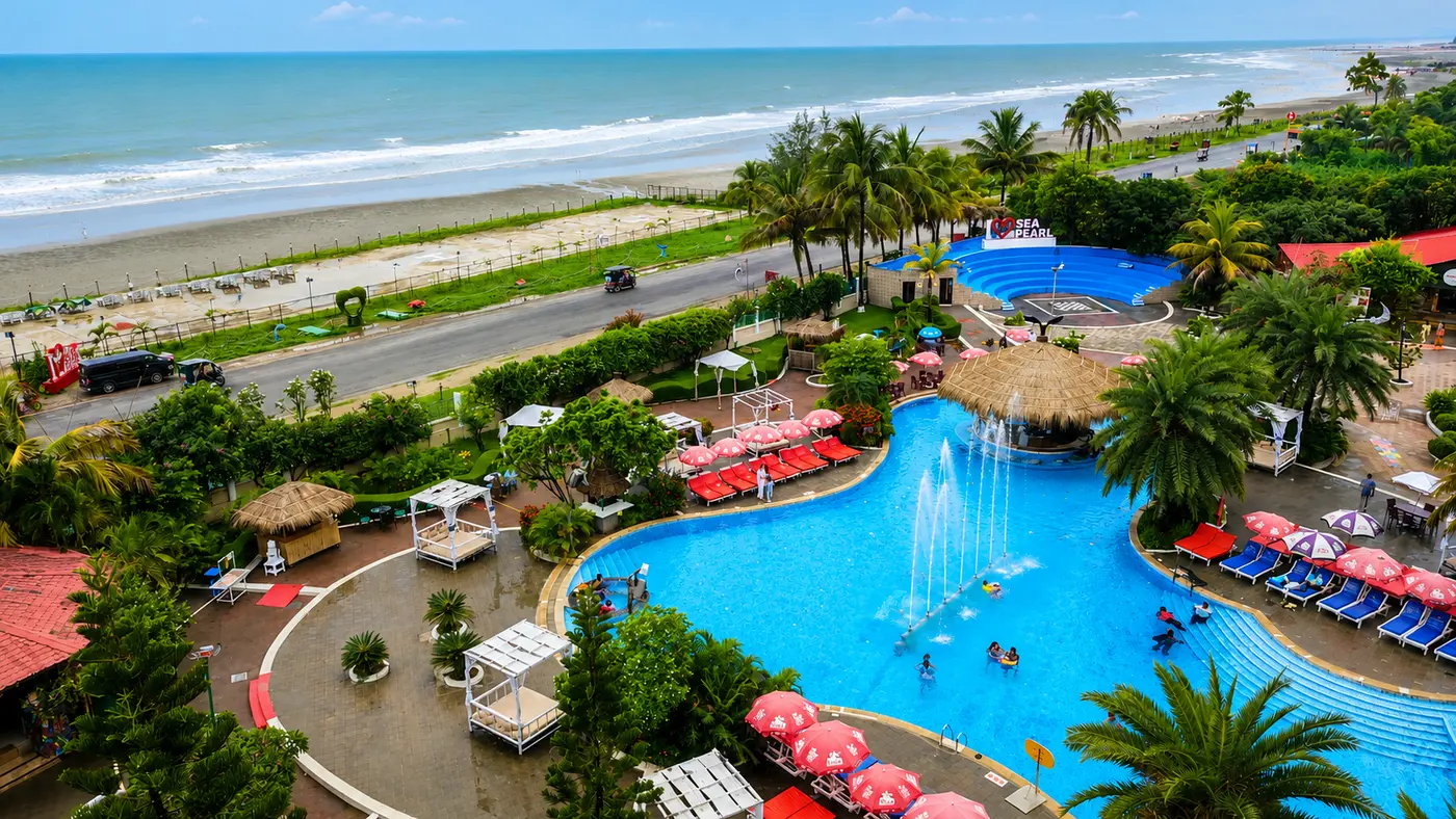 Sea Pearl pools and Inani Beach beside the Bay of Bengal