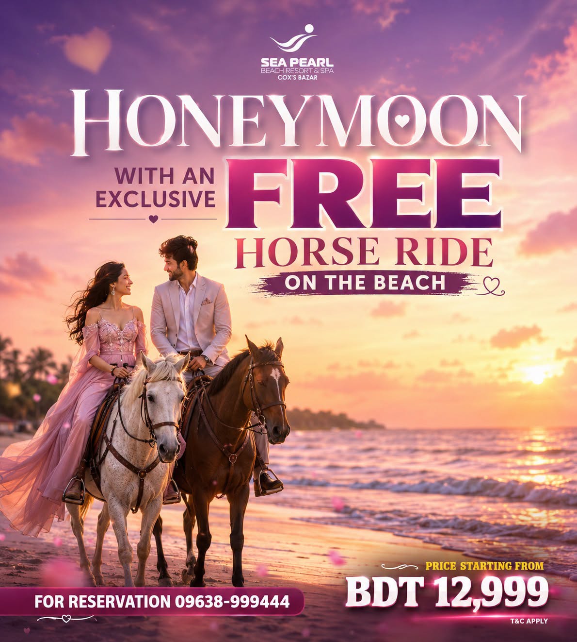 Sea Pearl honeymoon offer with free horse ride poster